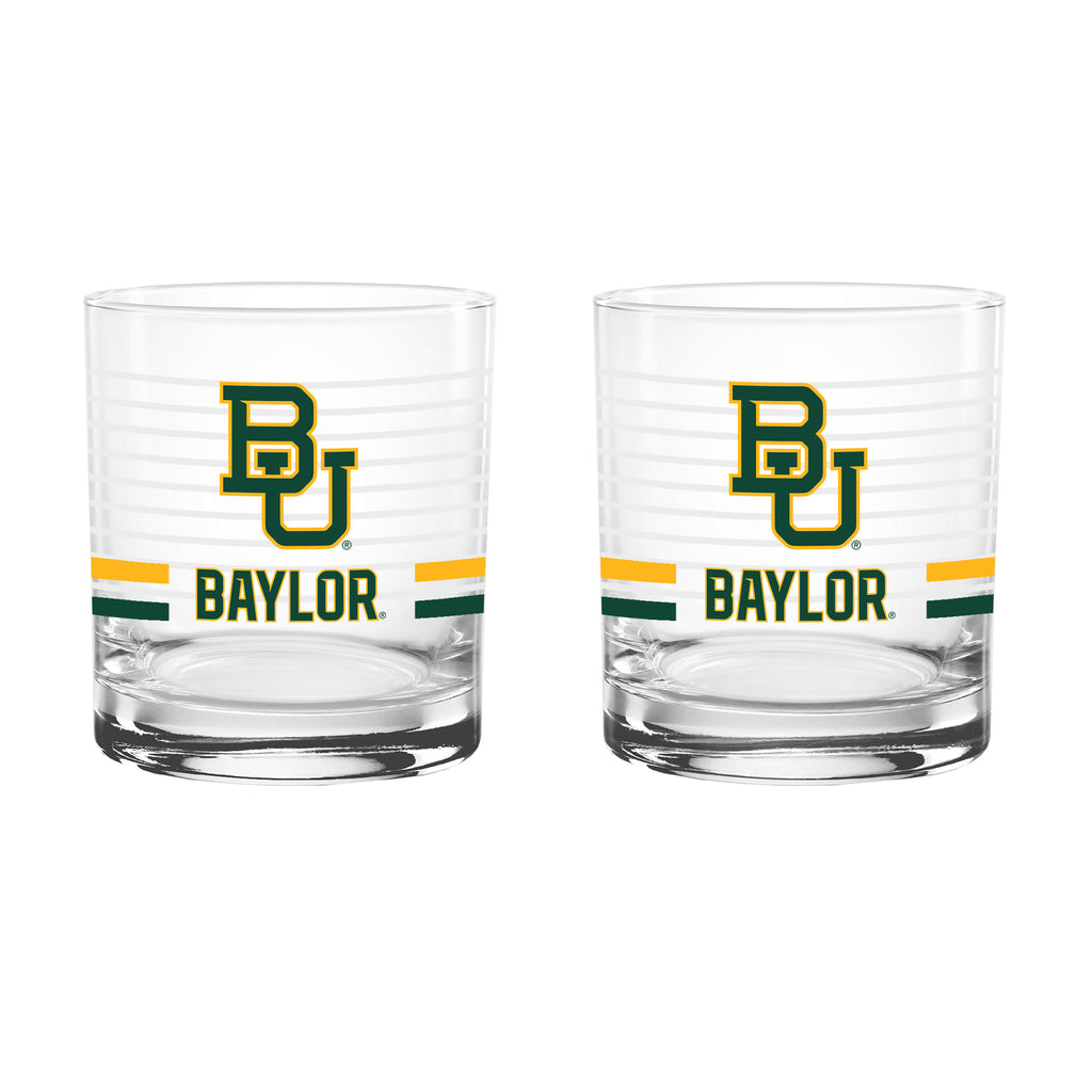 Set of 2 Baylor Bears 14oz Ring Rocks Glasses