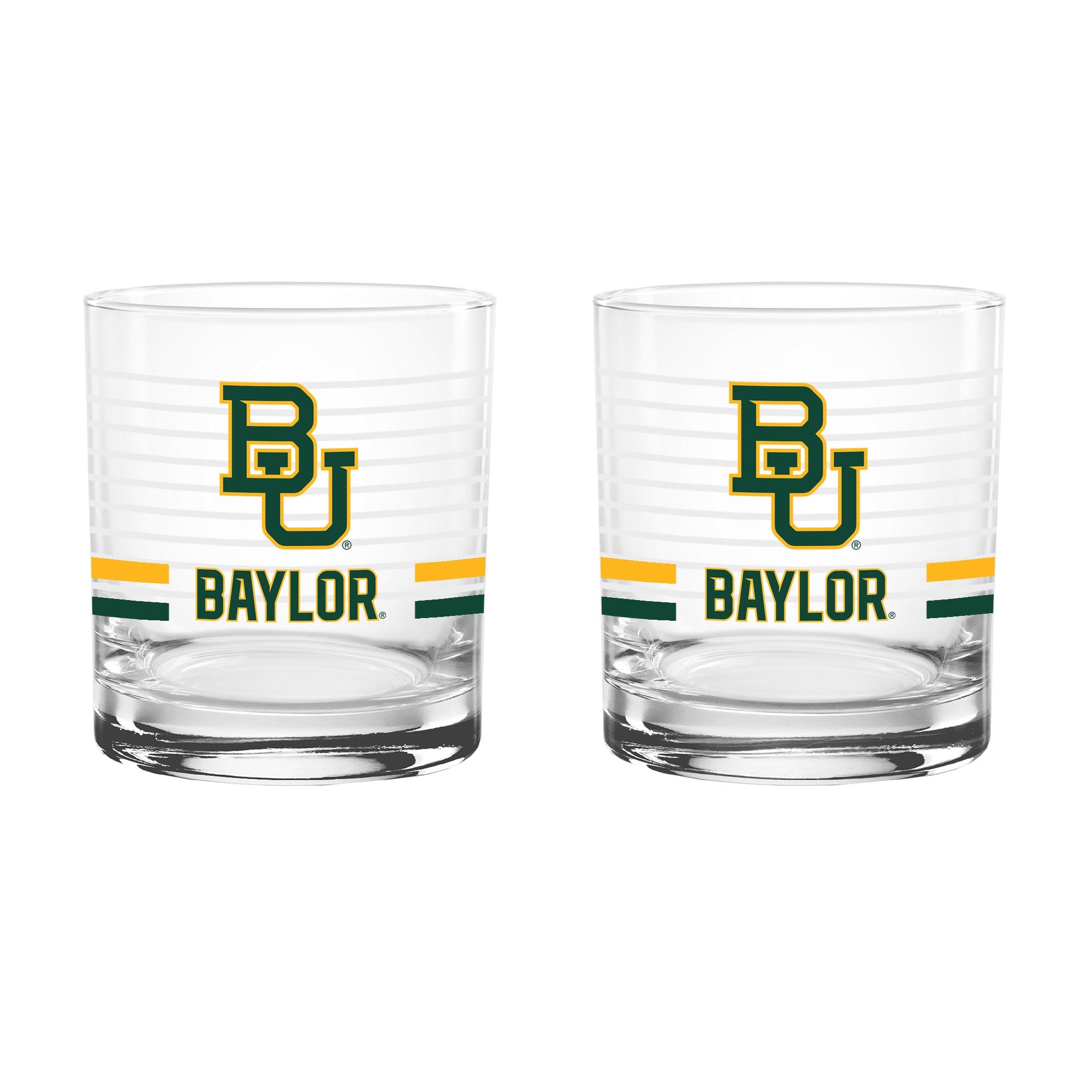 Set of 2 Baylor Bears 14oz Ring Rocks Glasses