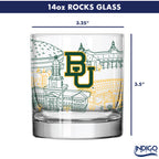 Set of 4 Baylor Bears Campus Line Art 14oz Rocks Glasses