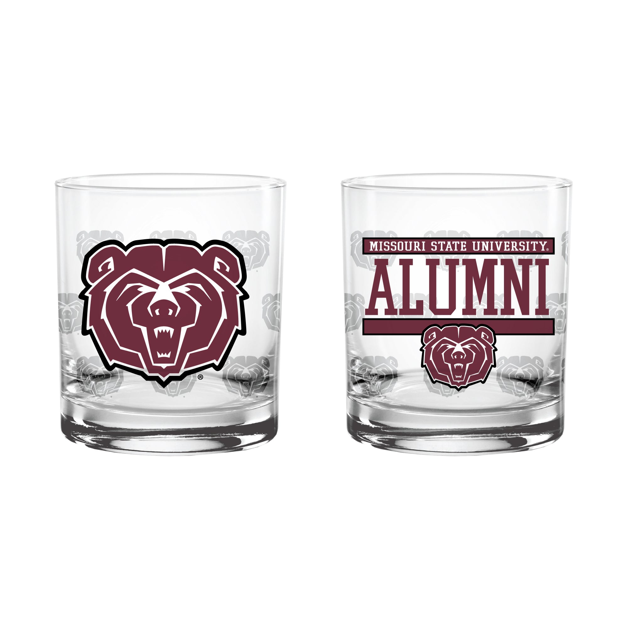Set of 2 Missouri State Bears 14oz Alumni Rocks Glasses