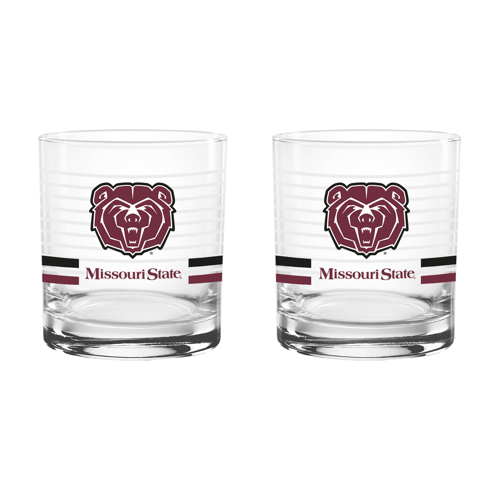 Set of 2 Missouri State Bears 14oz Ring Rocks Glasses