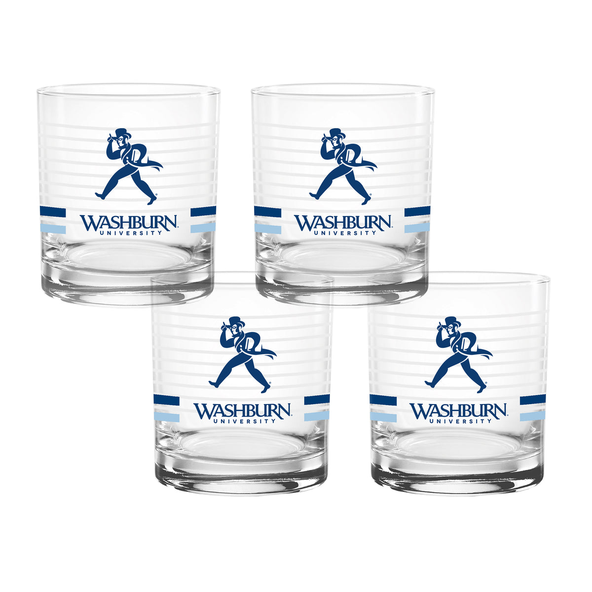 Set of 4 Washburn Ichabods 14oz Ring Rocks Glasses