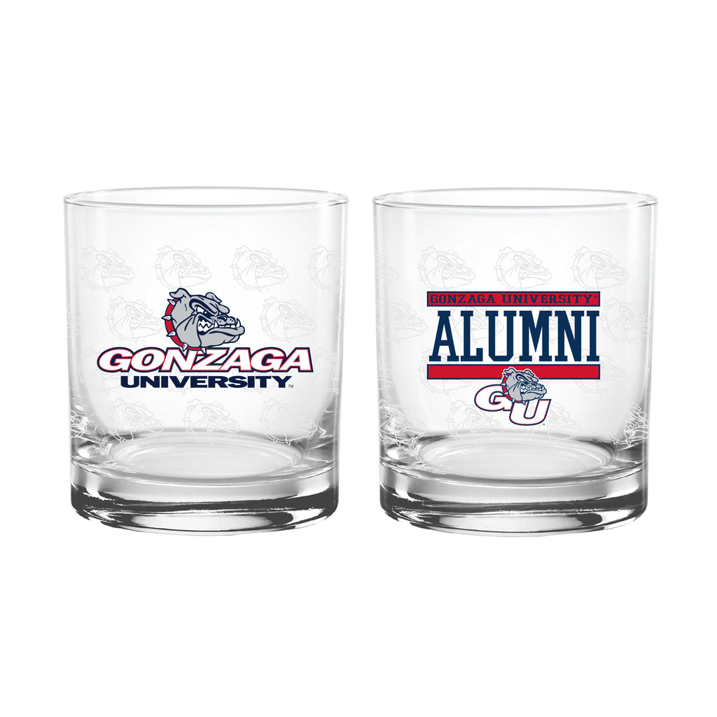 Set of 2 Gonzaga Bulldogs 14oz Alumni Rocks Glasses