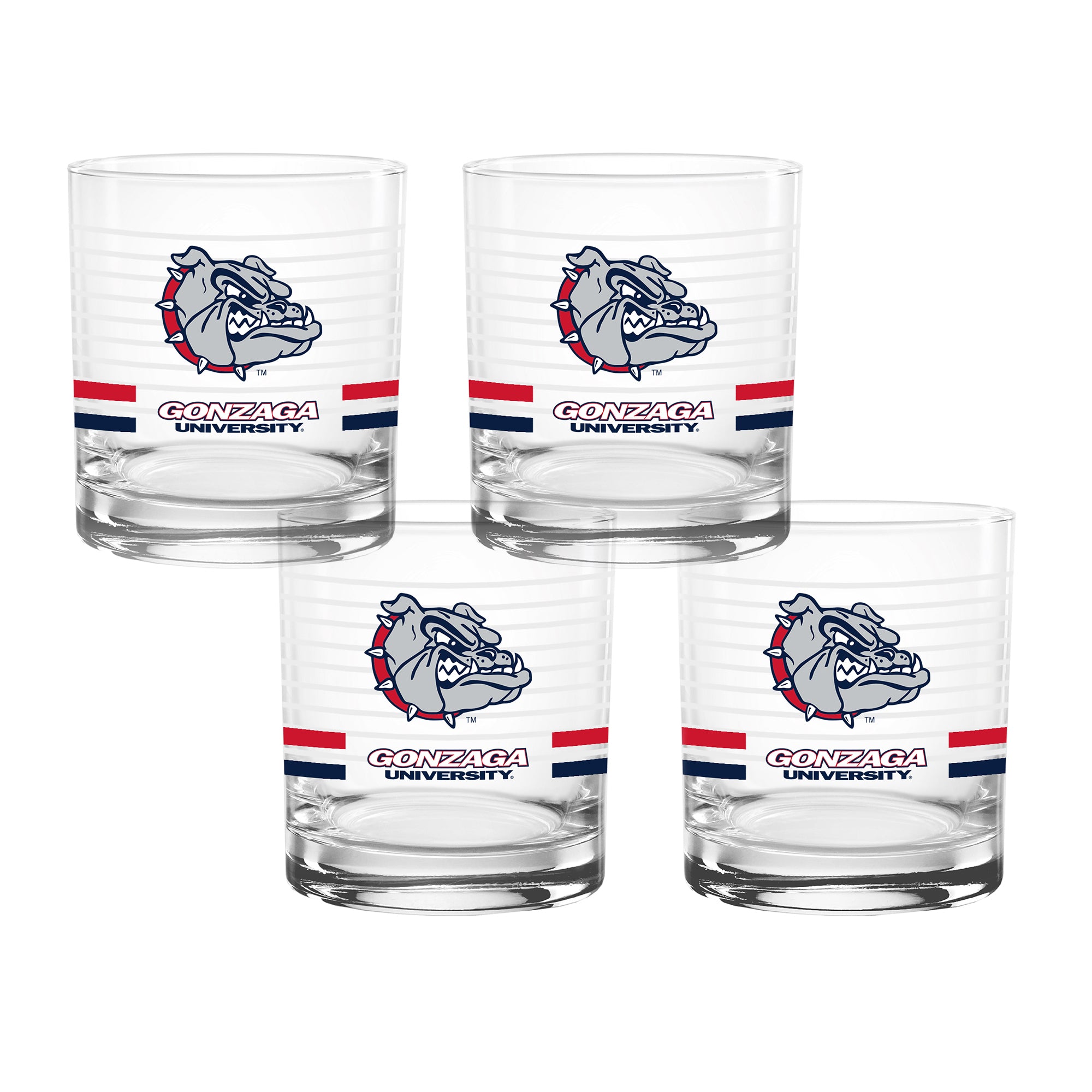 Set of 4 Gonzaga Bulldogs 14oz Ring Rocks Glasses