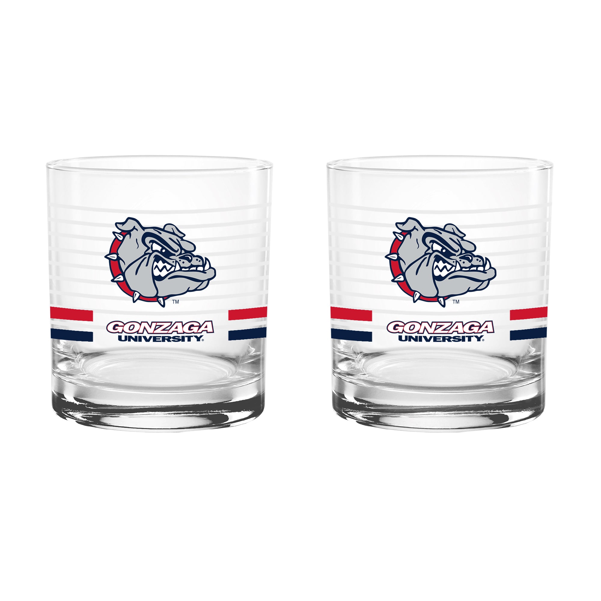 Set of 2 Gonzaga Bulldogs 14oz Ring Rocks Glasses