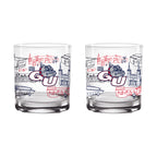 Set of 2 Gonzaga Bulldogs Campus Line Art 14oz Rocks Glasses
