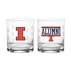 Set of 2 Illinois Fighting Illini 14oz Alumni Rocks Glasses