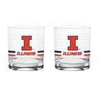 Set of 2 Illinois Fighting Illini 14oz Ring Rocks Glasses