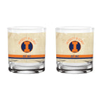 Illinois Fighting Illini Set of 2 College Vault Tan Retro 14oz Rocks Glasses