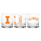 Set of 2 Illinois Fighting Illini College Vault Sketch 14oz Rocks Glasses