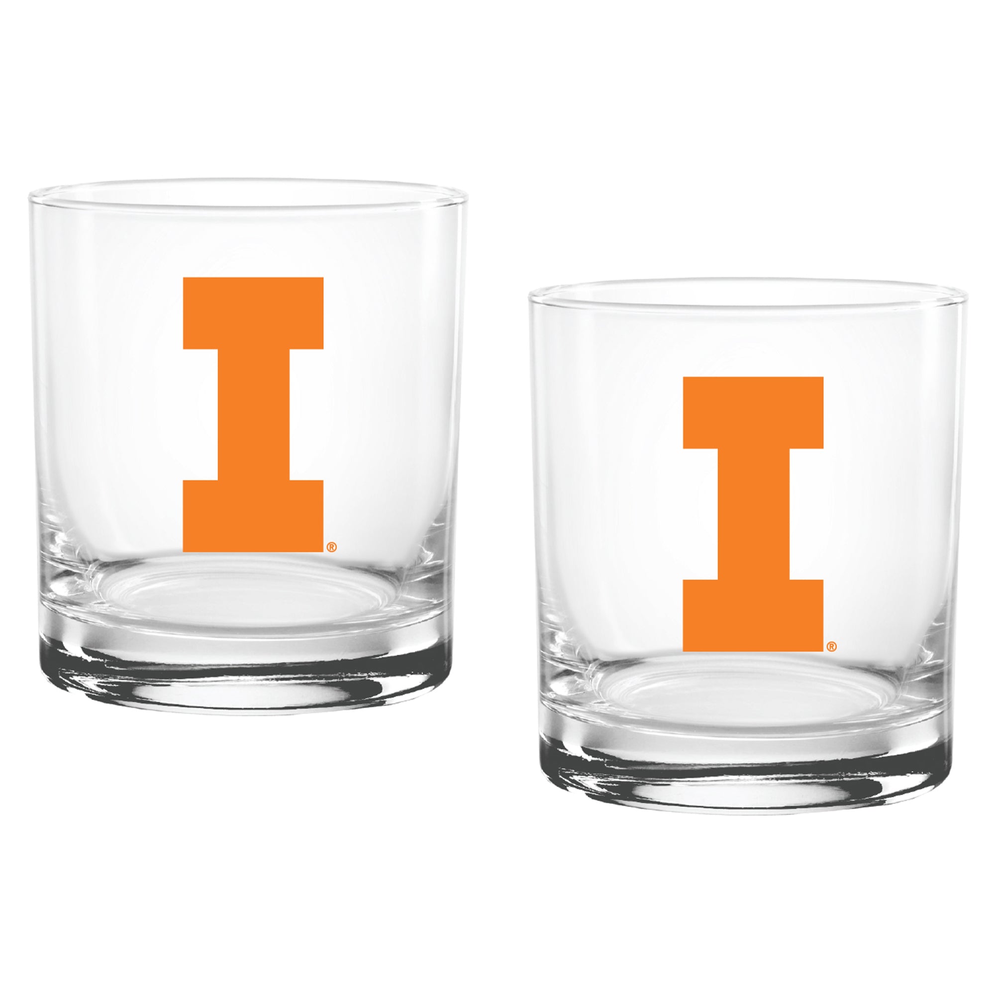 Set of 2 Illinois Fighting Illini College Vault Sketch 14oz Rocks Glasses
