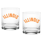 Set of 2 Illinois Fighting Illini College Vault Sketch 14oz Rocks Glasses