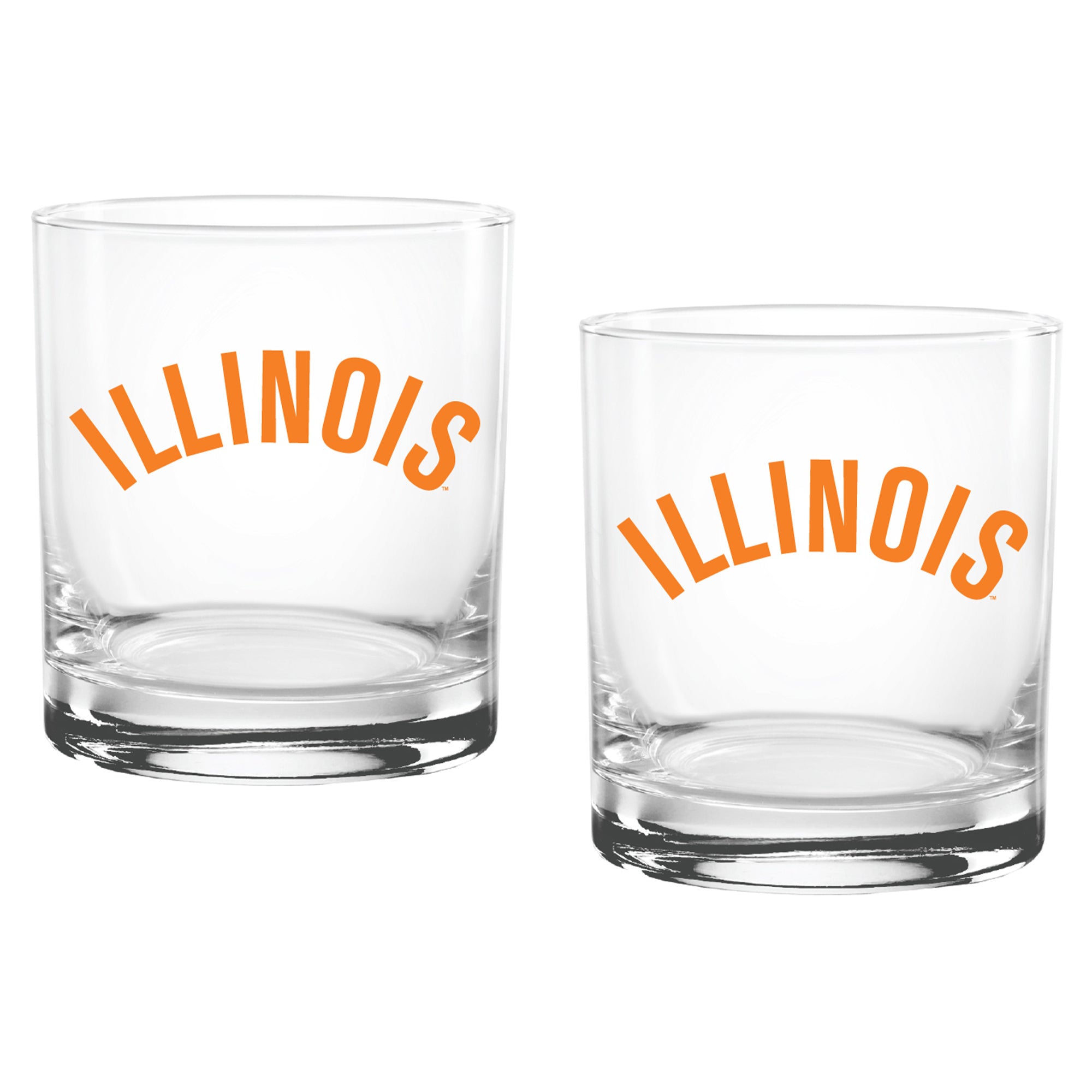 Set of 2 Illinois Fighting Illini College Vault Sketch 14oz Rocks Glasses