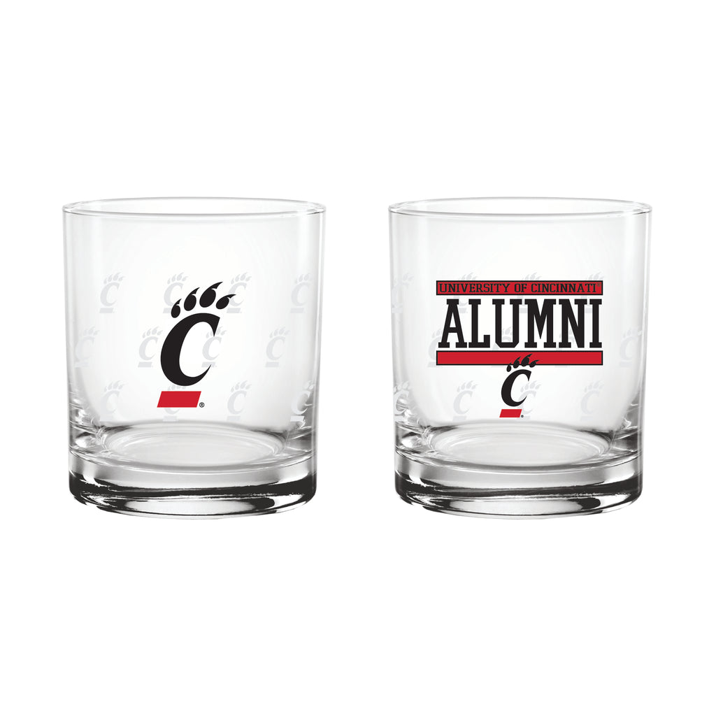 Set of 2 Cincinnati Bearcats 14oz Alumni Rocks Glasses