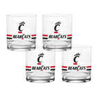 Set of 4 Cincinnati Bearcats 14oz Ring Rocks Glasses