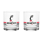 Set of 2 Cincinnati Bearcats 14oz Ring Rocks Glasses
