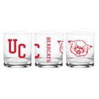 Set of 2 Cincinnati Bearcats College Vault Sketch 14oz Rocks Glasses