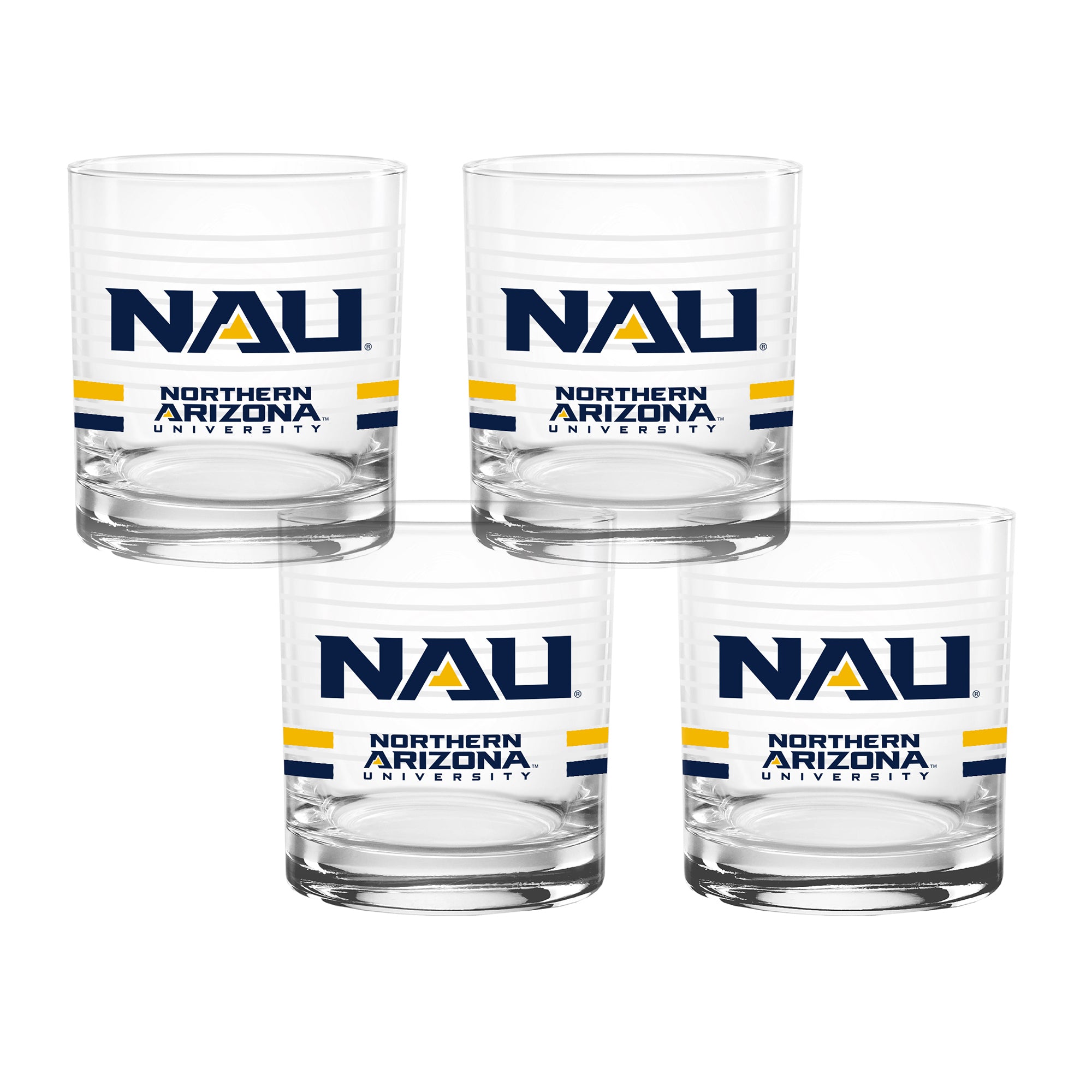 Set of 4 Northern Arizona Lumberjacks 14oz Ring Rocks Glasses