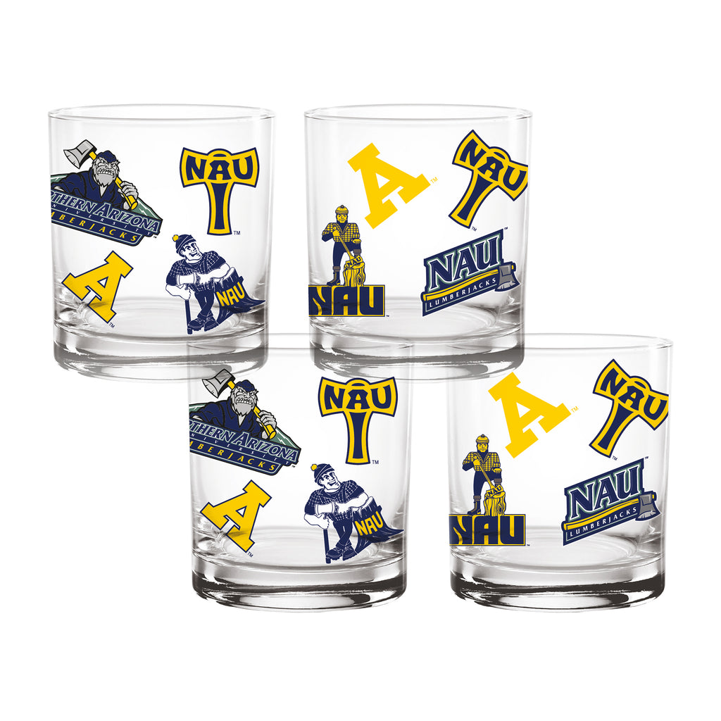 Set of 4 Northern Arizona Lumberjacks 14oz Medley Rock Glasses