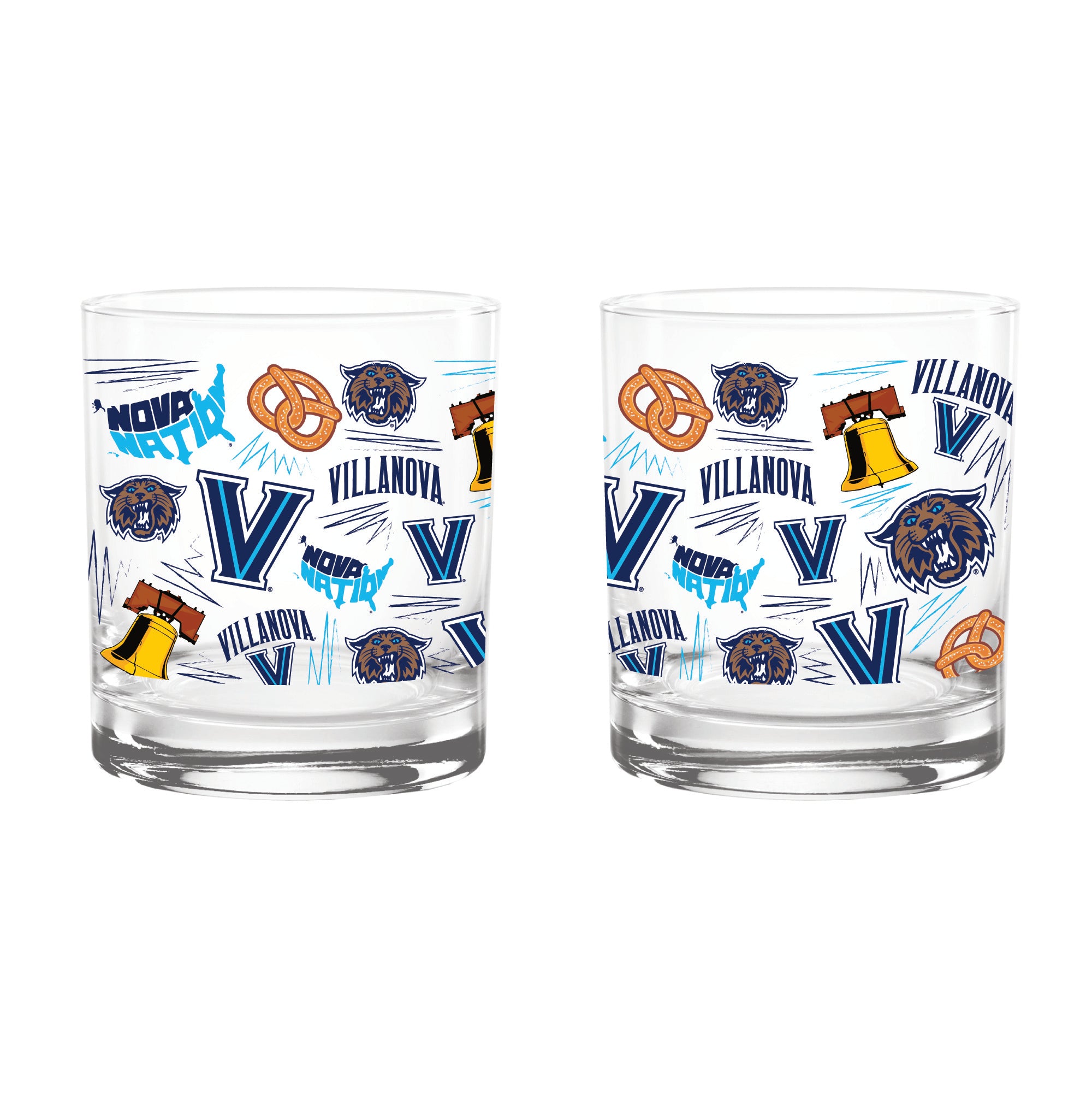 Set of 2 Villanova Wildcats 14oz Local Rocks Glasses