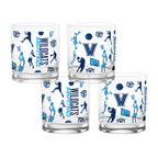 Set of 4 Villanova Wildcats Sketch 14oz Rocks Glasses