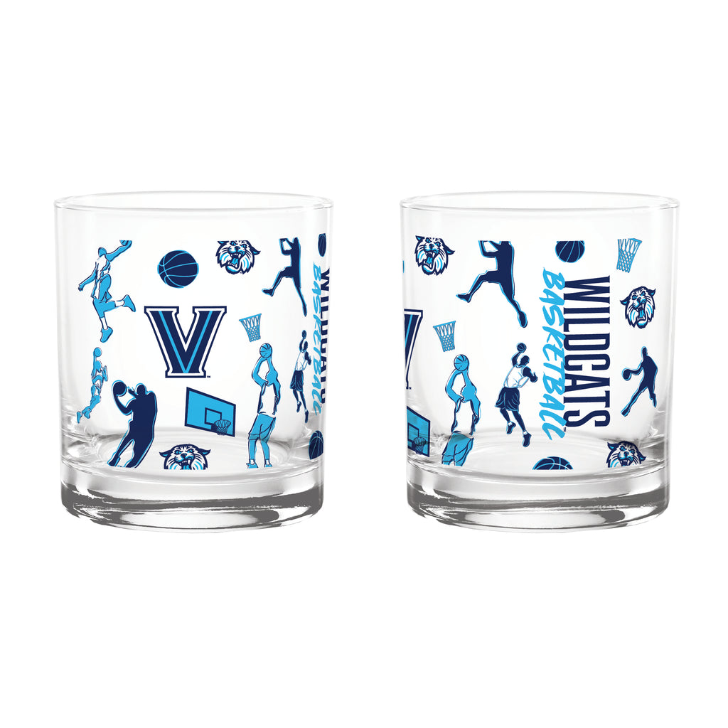 Set of 2 Villanova Wildcats Sketch 14oz Rocks Glasses