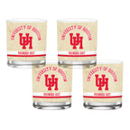 Set of 4 Houston Cougars College Vault Tan Retro 14oz Rocks Glasses
