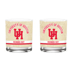 Houston Cougars Set of 2 College Vault Tan Retro 14oz Rocks Glasses