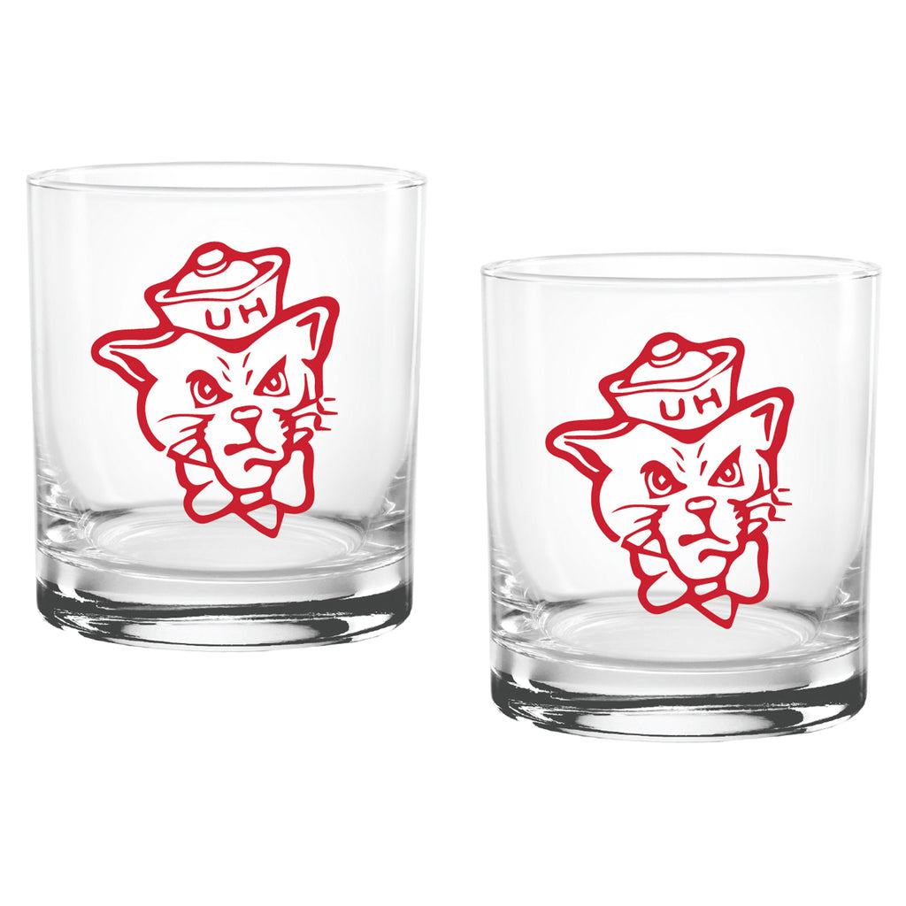 Set of 2 Houston Cougars College Vault Sketch 14oz Rocks Glasses