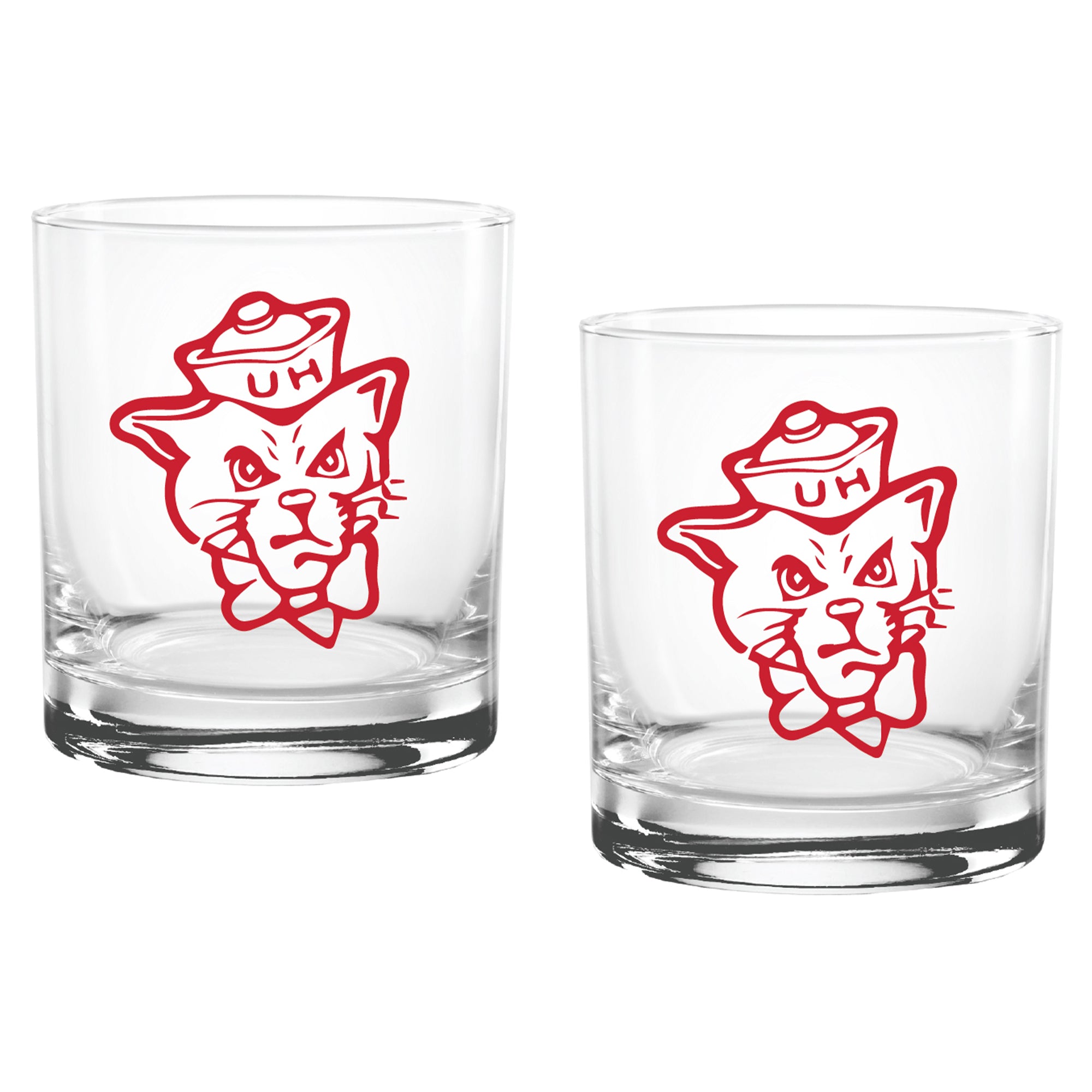Set of 2 Houston Cougars College Vault Sketch 14oz Rocks Glasses