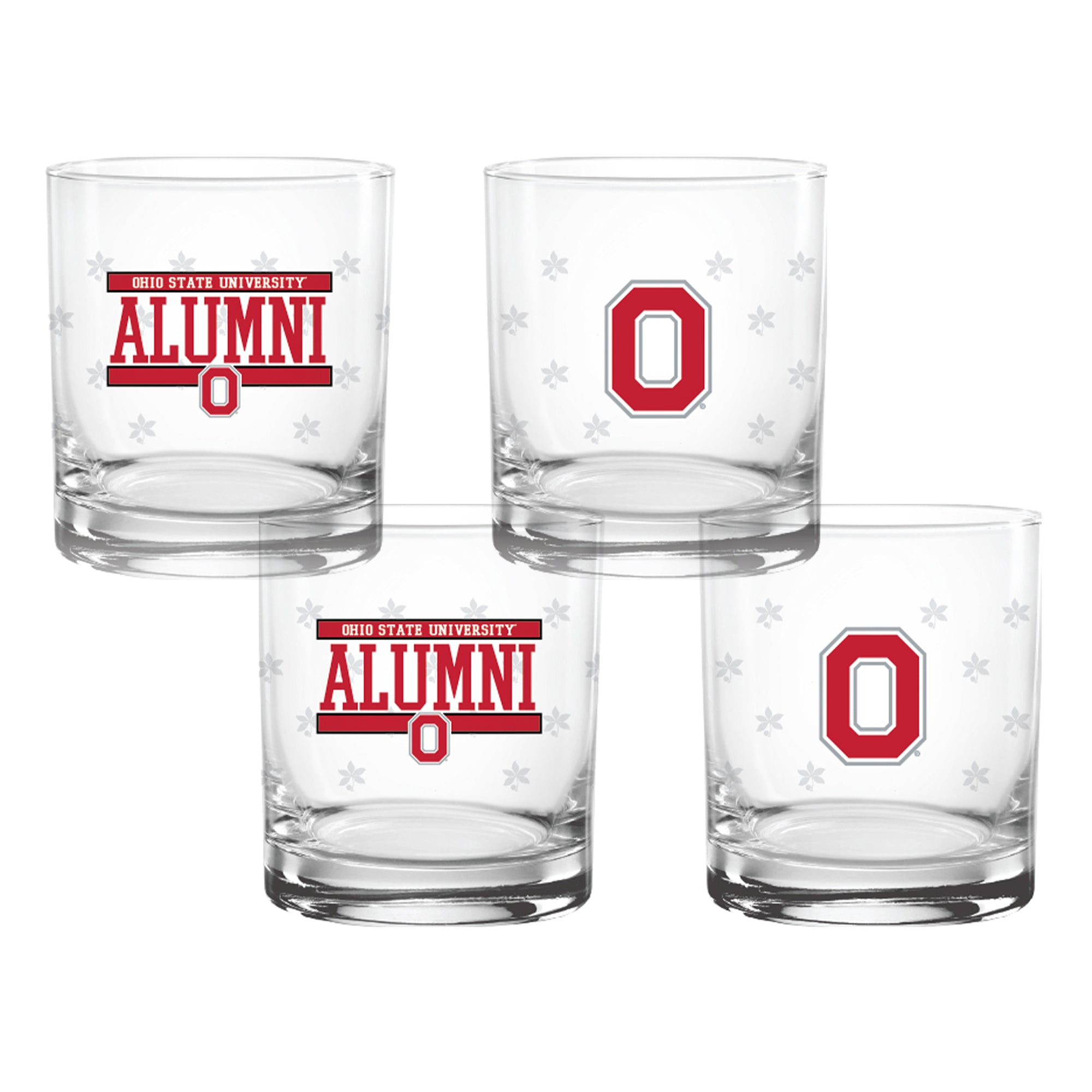 Set of 4 Ohio State Buckeyes 14oz XD Alumni Rocks Glasses