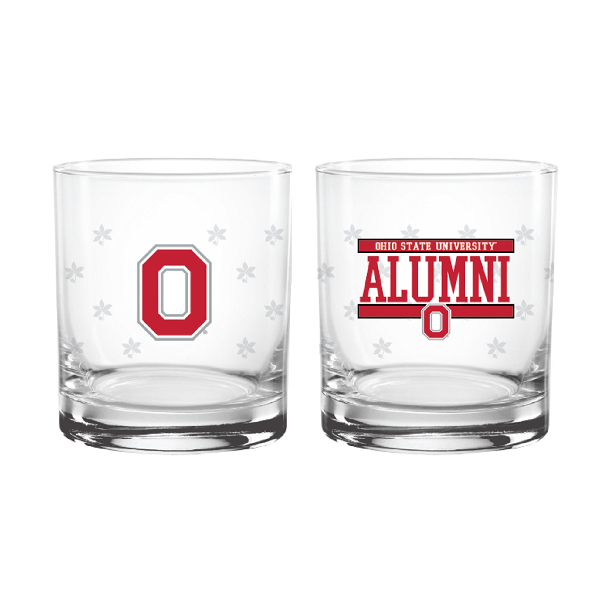 Set of 2 Ohio State Buckeyes 14oz XD Alumni Rocks Glasses