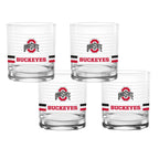 Set of 4 Ohio State Buckeyes 14oz Ring Rocks Glasses
