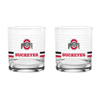 Set of 2 Ohio State Buckeyes 14oz Ring Rocks Glasses