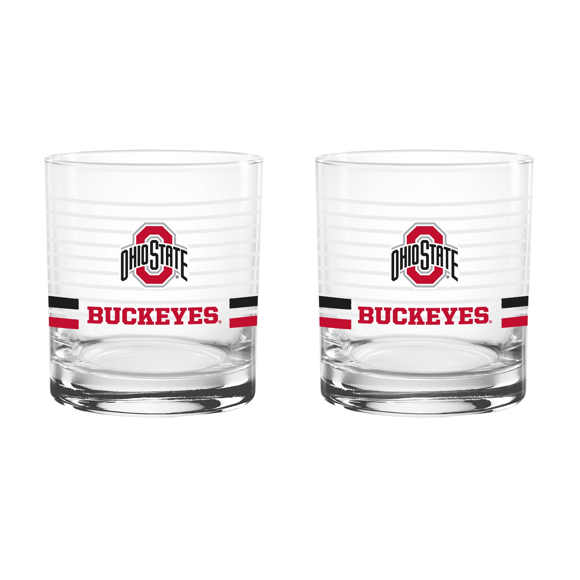 Set of 2 Ohio State Buckeyes 14oz Ring Rocks Glasses