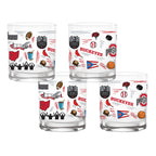Set of 4 Ohio State Buckeyes 14oz Local Rocks Glasses