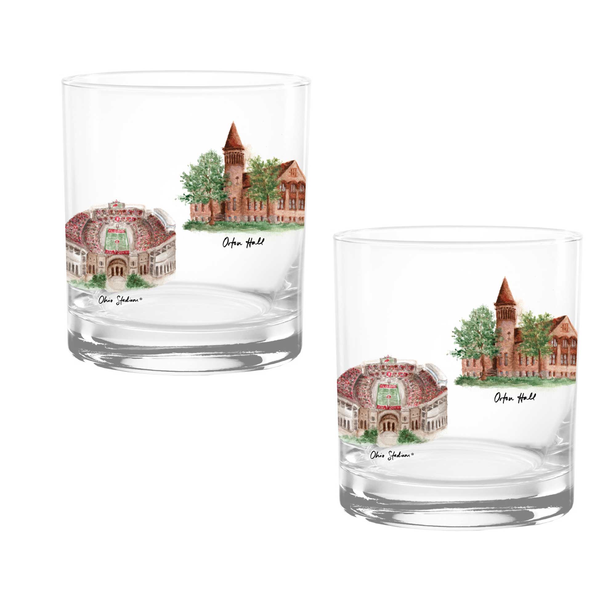 14oz Ohio State Buckeyes Laura Wilcox University Collection 2-Pack Glass Set