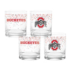 Set of 4 Ohio State Buckeyes 14oz Confetti Rocks Glasses