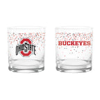 Set of 2 Ohio State Buckeyes 14oz Confetti Rocks Glasses