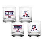 Set of 4 Arizona Wildcats 14oz Alumni Rocks Glasses