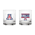 Set of 2 Arizona Wildcats 14oz Alumni Rocks Glasses