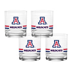Set of 4 Arizona Wildcats 14oz Ring Rocks Glasses