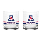 Set of 2 Arizona Wildcats 14oz Ring Rocks Glasses