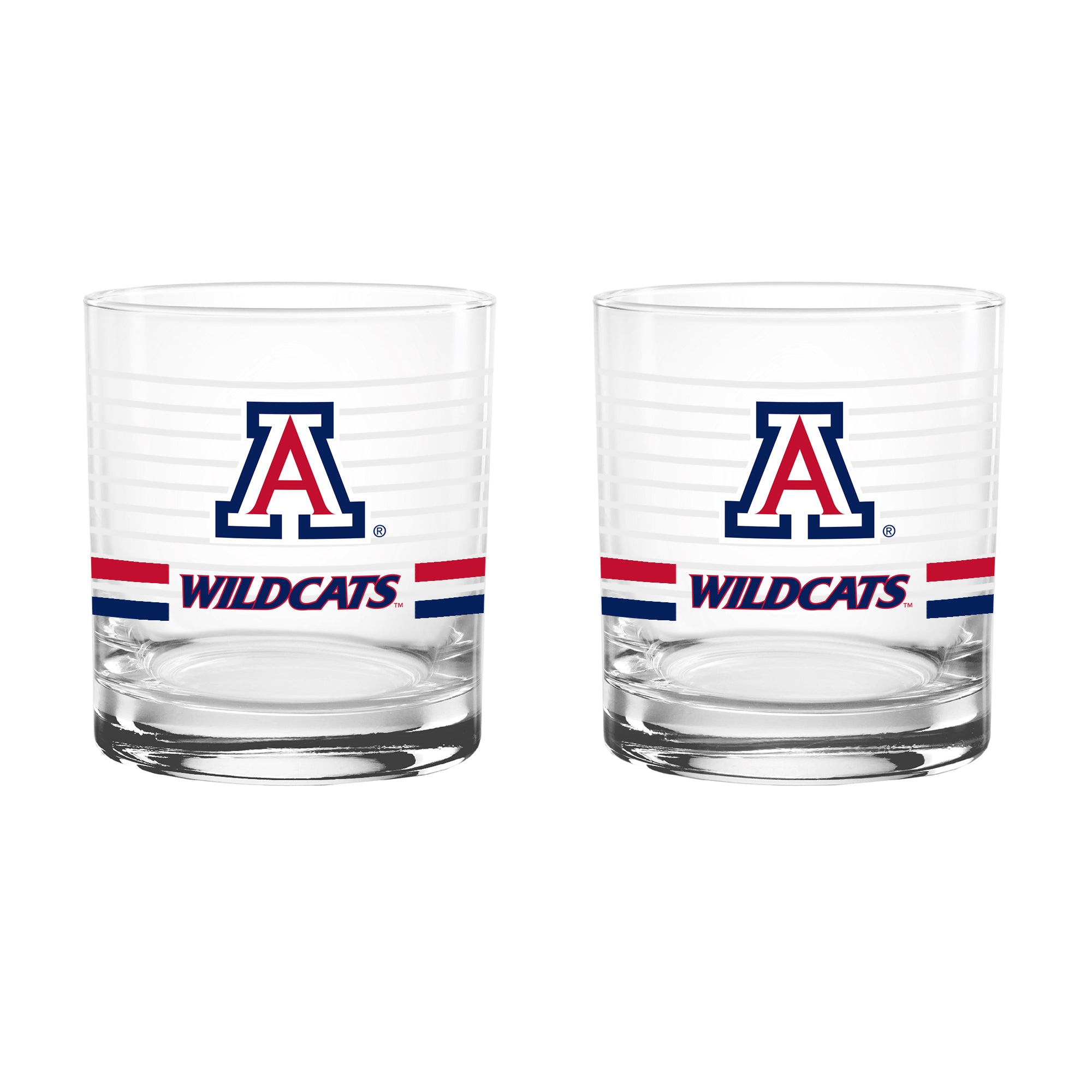 Set of 2 Arizona Wildcats 14oz Ring Rocks Glasses