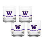 Set of 4 Washington Huskies 14oz Ring Rocks Glasses