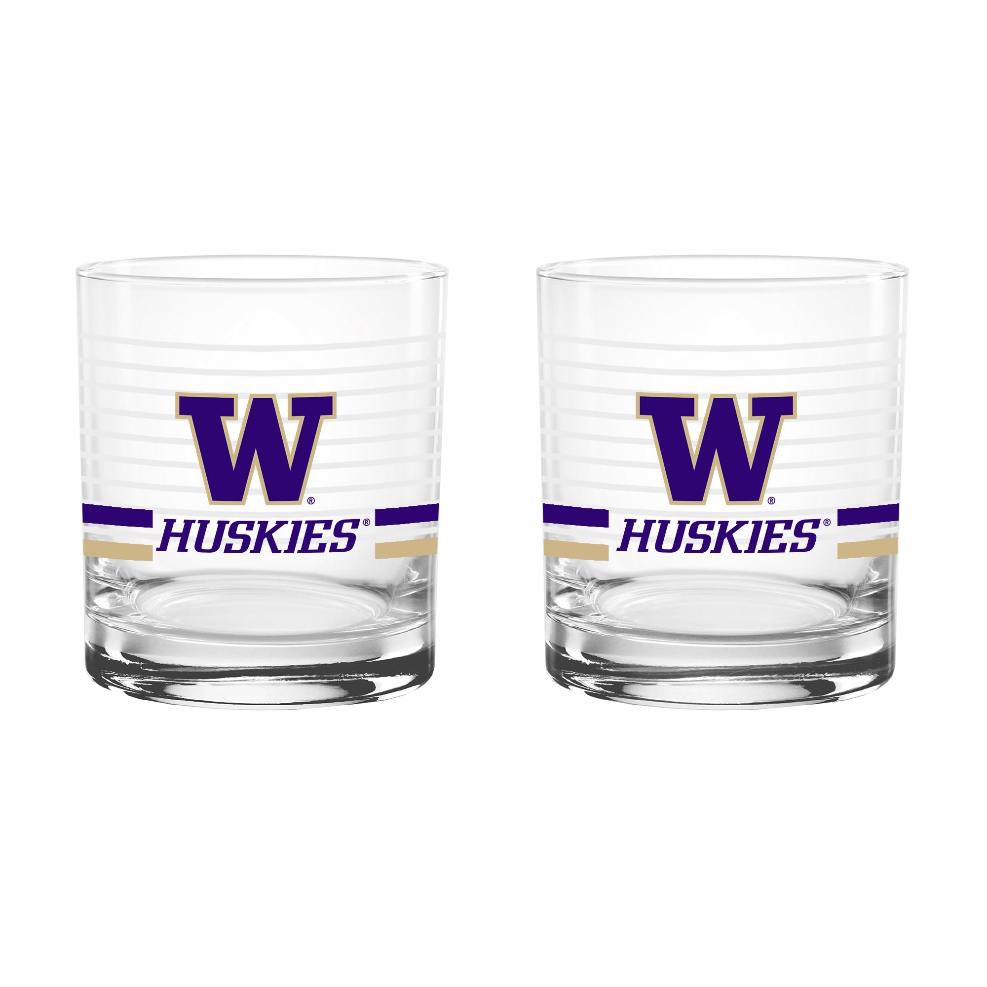 Set of 2 Washington Huskies 14oz Ring Rocks Glasses