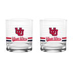 Set of 2 Utah Utes 14oz Ring Rocks Glasses