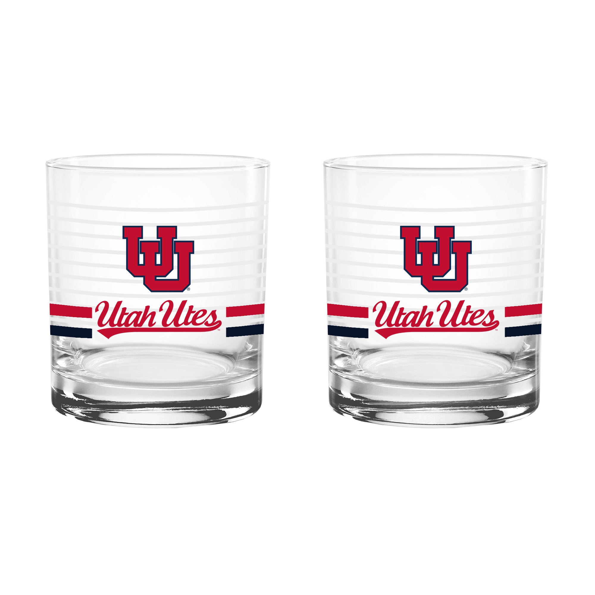 Set of 2 Utah Utes 14oz Ring Rocks Glasses