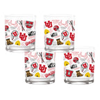 Set of 4 Utah Utes 14oz Local Rocks Glasses