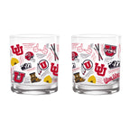 Set of 2 Utah Utes 14oz Local Rocks Glasses
